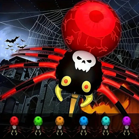 Halloween Decorations PVC Inflatable Spider LED Glow in the Dark Spider Balloon Halloween Party Supplies Yard Scary Ornaments