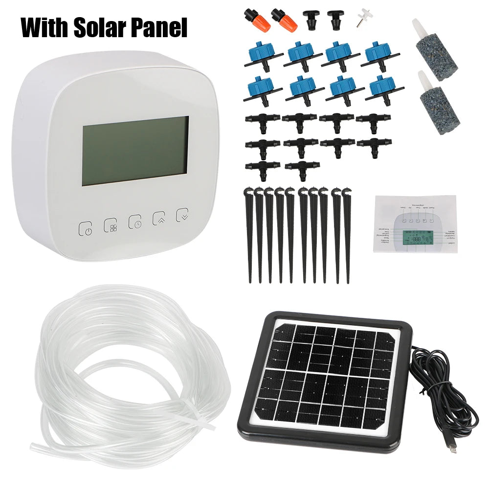 Digital Watering Irrigation Timer Wifi Tuya Micro-Drip Irrigation Controller with Solar Panel Intelligent Automatic Water Timer
