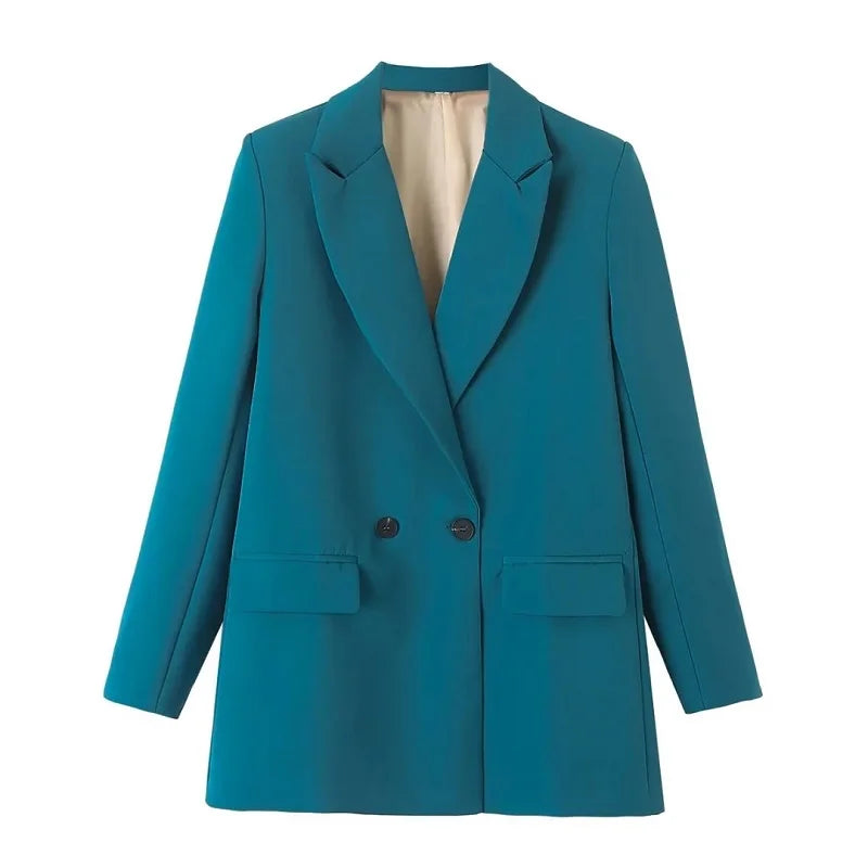 TRAF Blazer Woman Black Beige Khaki Blue Green Gray Women Coat Fashion Office Wear Women'S Blazers Jacket Outerwears 2024